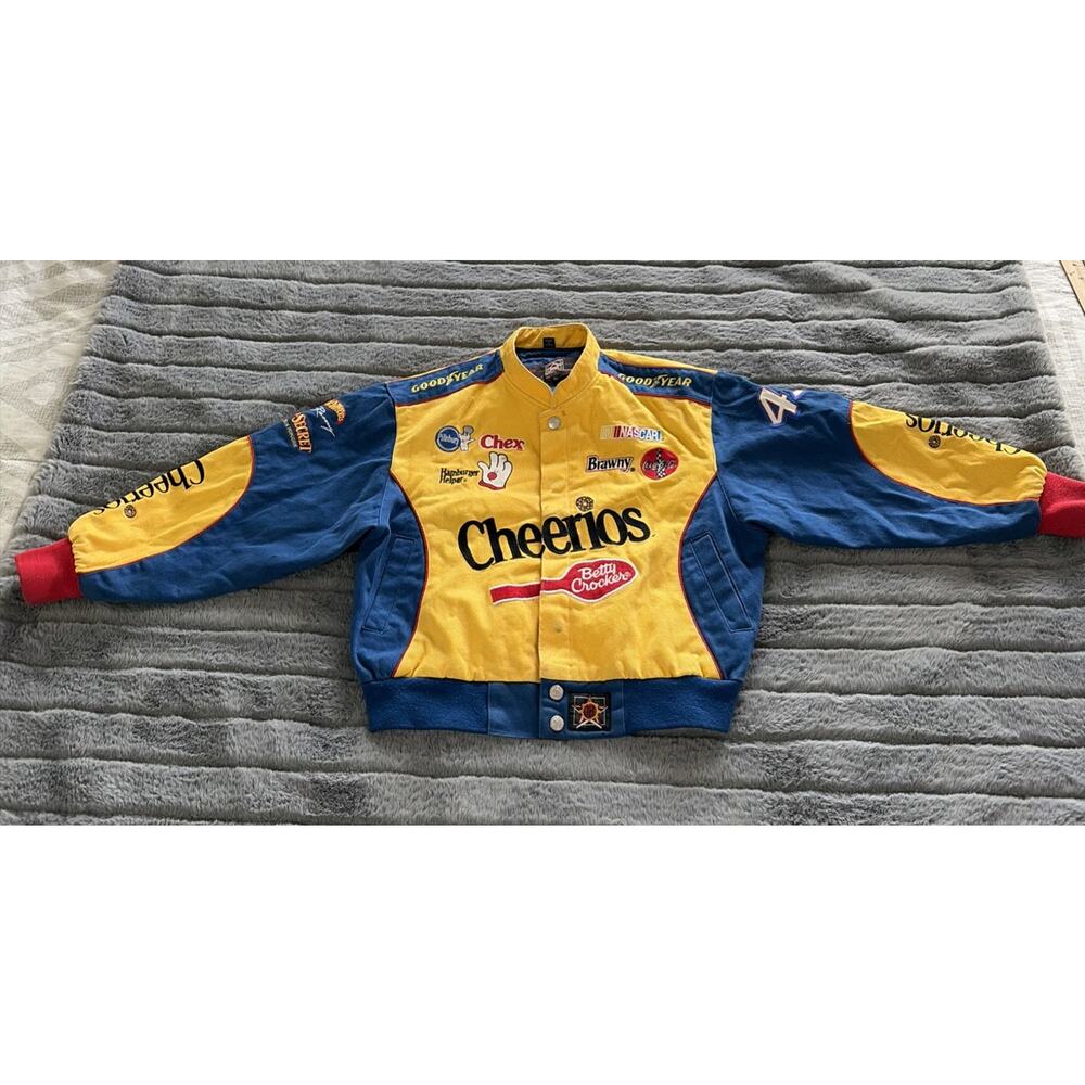 VINTAGE Racing Bobby Labonte #43 Cheerios JH Jacket Nascar Kids XL Flaws AS IS
